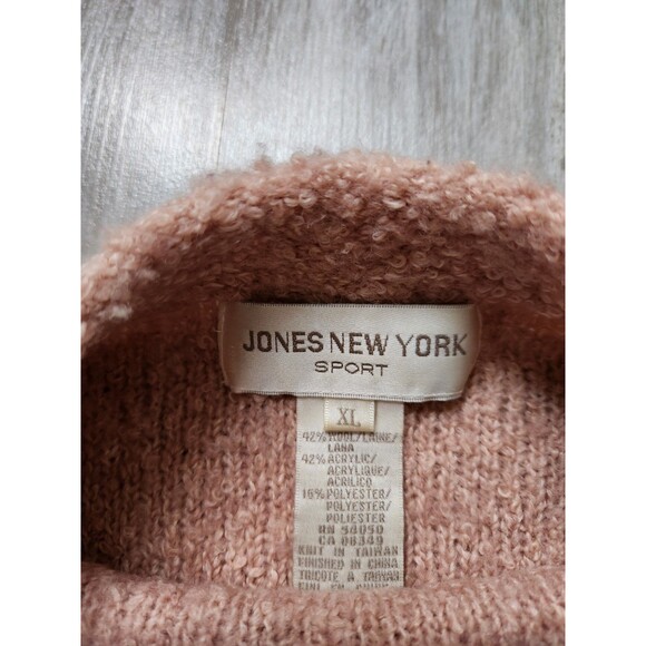 VTG Jones New York Sport Wool Blend Mock Neck Sweater Light Pink Fuzzy Sz XL EUC - Picture 3 of 6